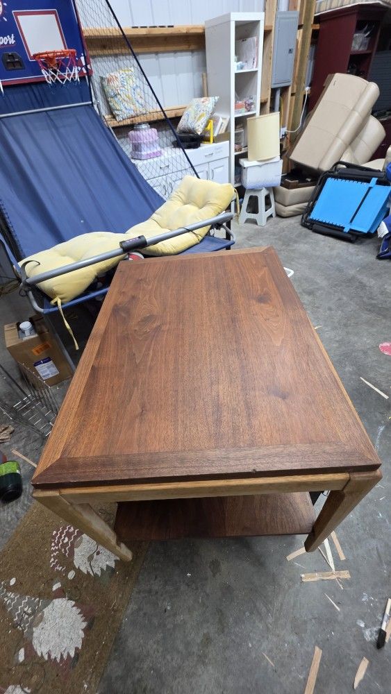 Lane Mid Century Modern Walnut End Table – Solid Wood, Two-Tier, Vintage MCM