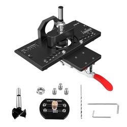 Metal Concealed Hinge Jig with Quick Clamp and Dust Vacuum Adapter,35mm Cabinet Hinge Hole, Aluminum Tool for Woodworking, Mounting Tool