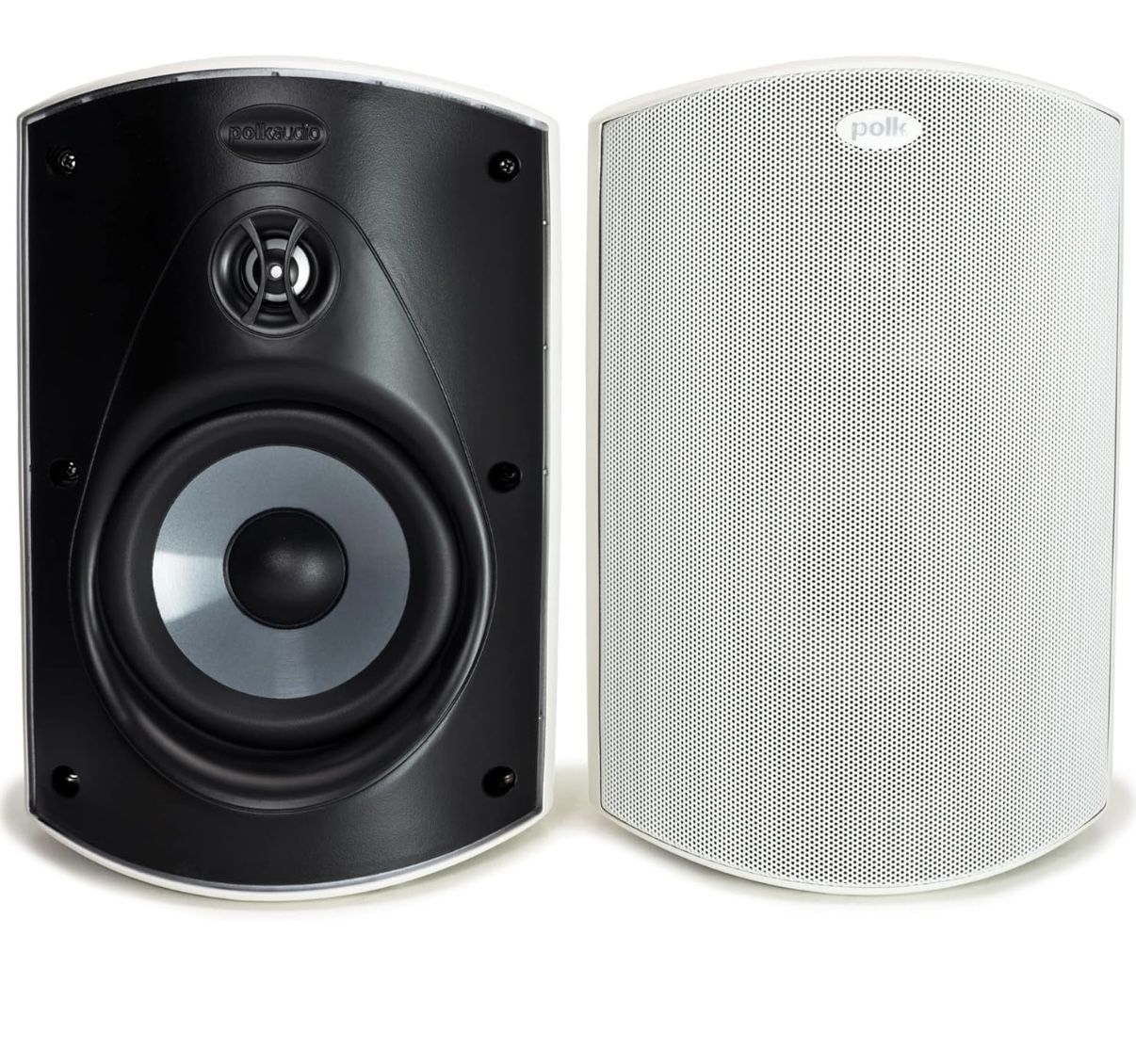 Polk Audio Atrium 6 Outdoor All-Weather Speakers with Bass Reflex Enclosure (Pair, White), Broad Sound Coverage, Speed-Lock Mounting System