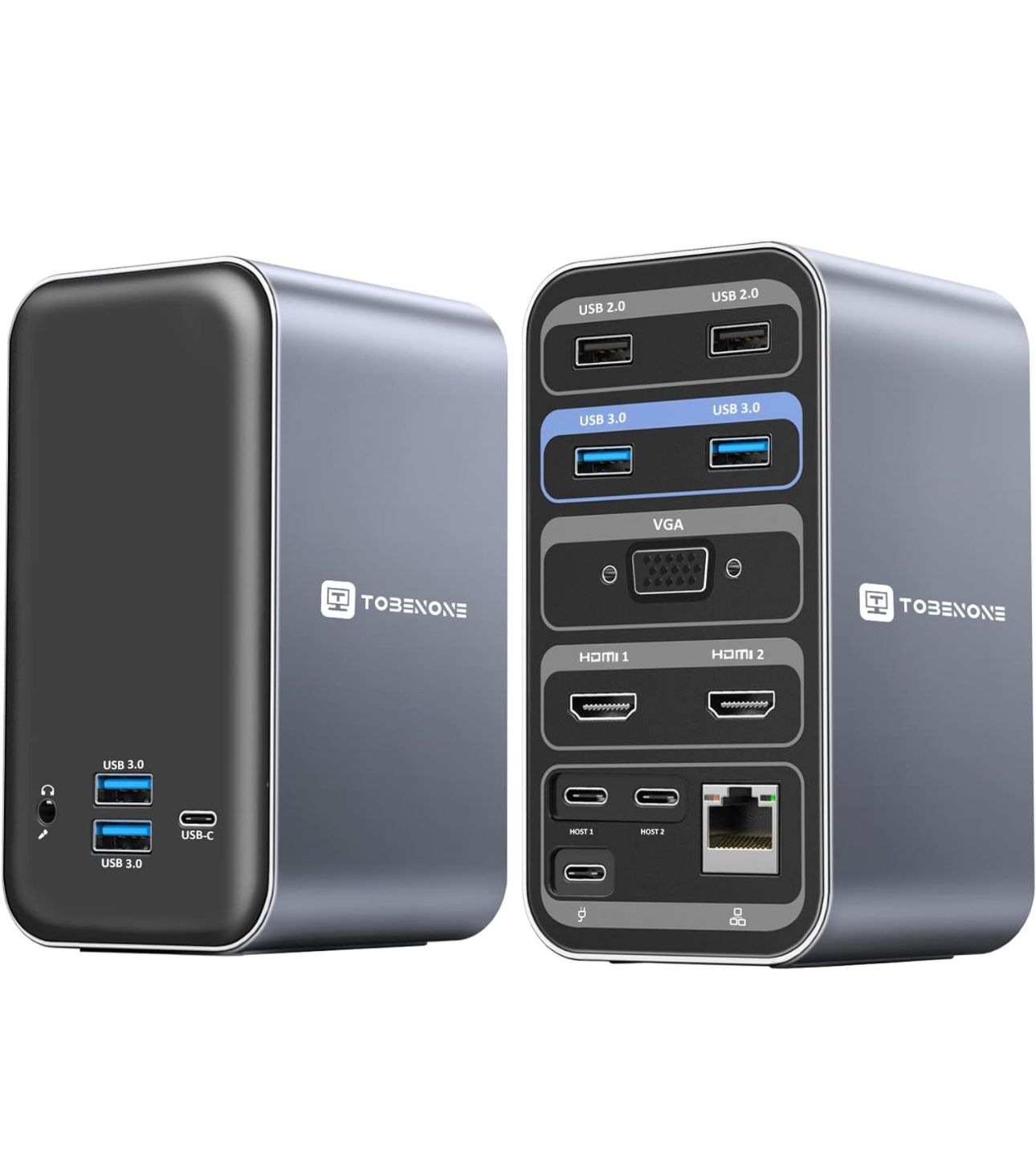 USB C Docking Station Dual Monitor for MacBook Pro/Air, 13-in-2 Triple Display Laptop USB-C Hub, Type C Dock with 2 4K HDMI, VGA, PD3.0, 7 USB, RJ45, 