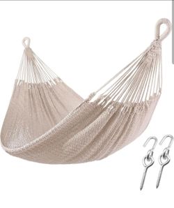 ZEAN Handwoven Hammock by Thick Cotton Rope XXL Two Person Hammock for Outside, Patio Backyard Garden 550LB Capacity