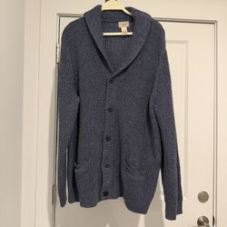 L.L. Bean Blue Shawl Collar Cardigan Sweater (XL) 