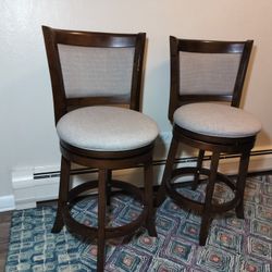 Upholstered Back Swivel Stools, Counter Height