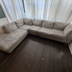 Couch Sofa Large Two Piece Light Gray/tan