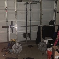 Weight Bench And Rack Plus Weights.