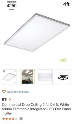 Commercial drop ceiling flat panel troffer LED