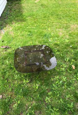 Side Table with smoked glass top curved edges