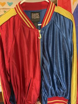 Womens Red and Blue Contrasting Colors Jacket Halloween Costumes Girls Silky Coat SIZE LARGE