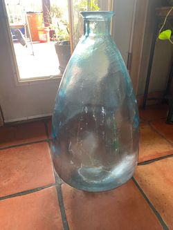 Large teal recycled glass