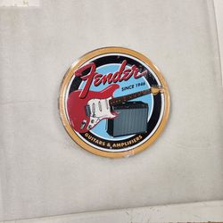 Retro  Fender Music Guitar Amp Metal Sign 