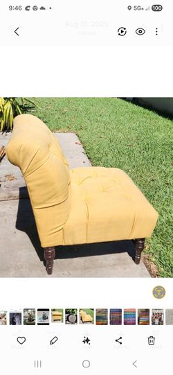Armless overstuffed chair, See 2nd pic