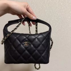 Classic chain metal logo leather chain diamond calfskin Hobo bag shoulder crossbody handbag women's black