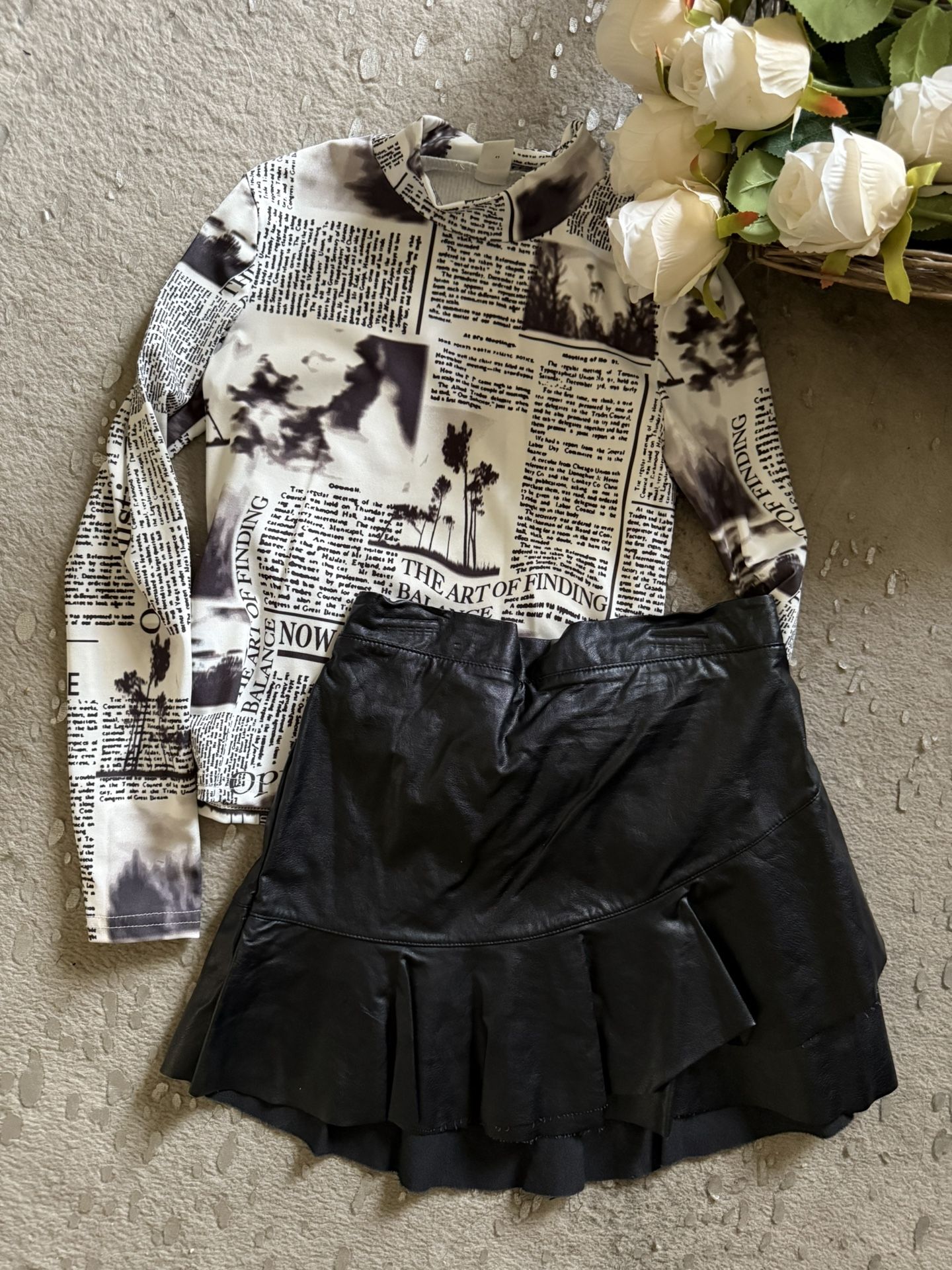 Little Girls Faux Leather Skirt Set 7/8y
