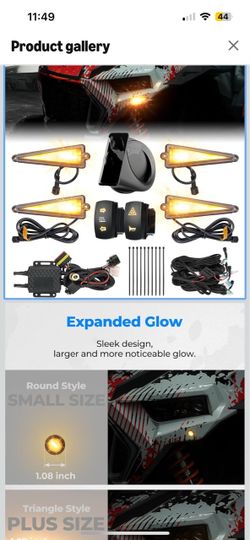 UTV Triangle Turn Signal Kit Plug and Play with 110dB Horn 4.8x1.6 inch Triangle Lights