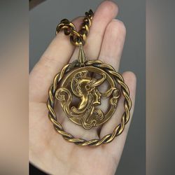 Vintage Copper Roman? Medallion Pendant Necklace