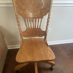 Beautifully Carved Rolling Office Chair 