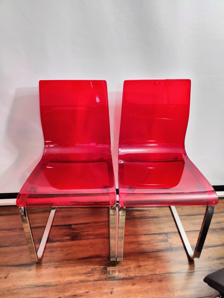 (Pair) Domitalia Gel-SL Clear Chair in Red  