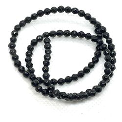 15” Strand Of Faceted 4mm Obsidian