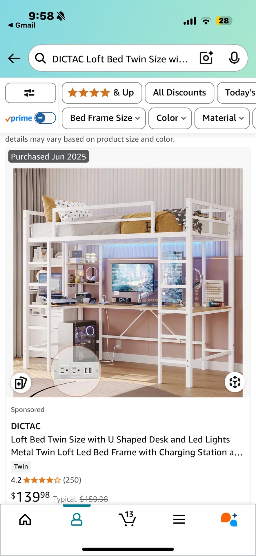 Twin Size Loft Bed With Desk
