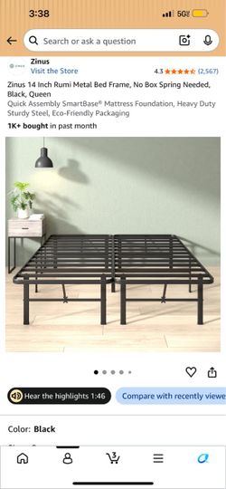 Queue size metal bed frame