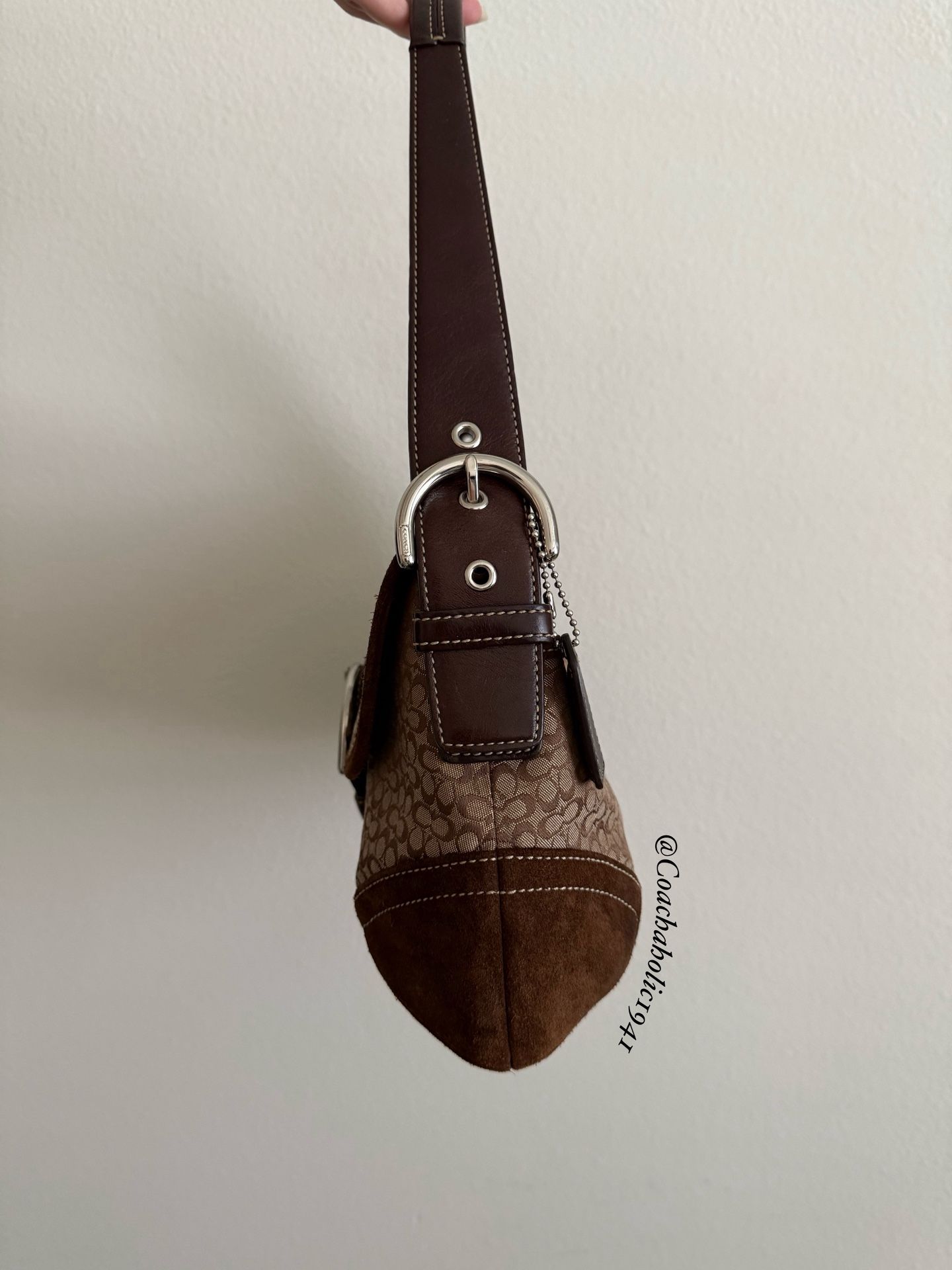 Coach Large Brown Soho Shoulder Bag With Suede