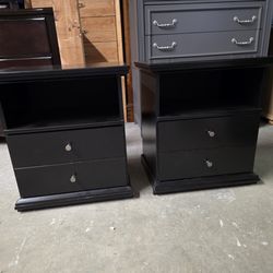 Set of 2 Modern Black Nightstands