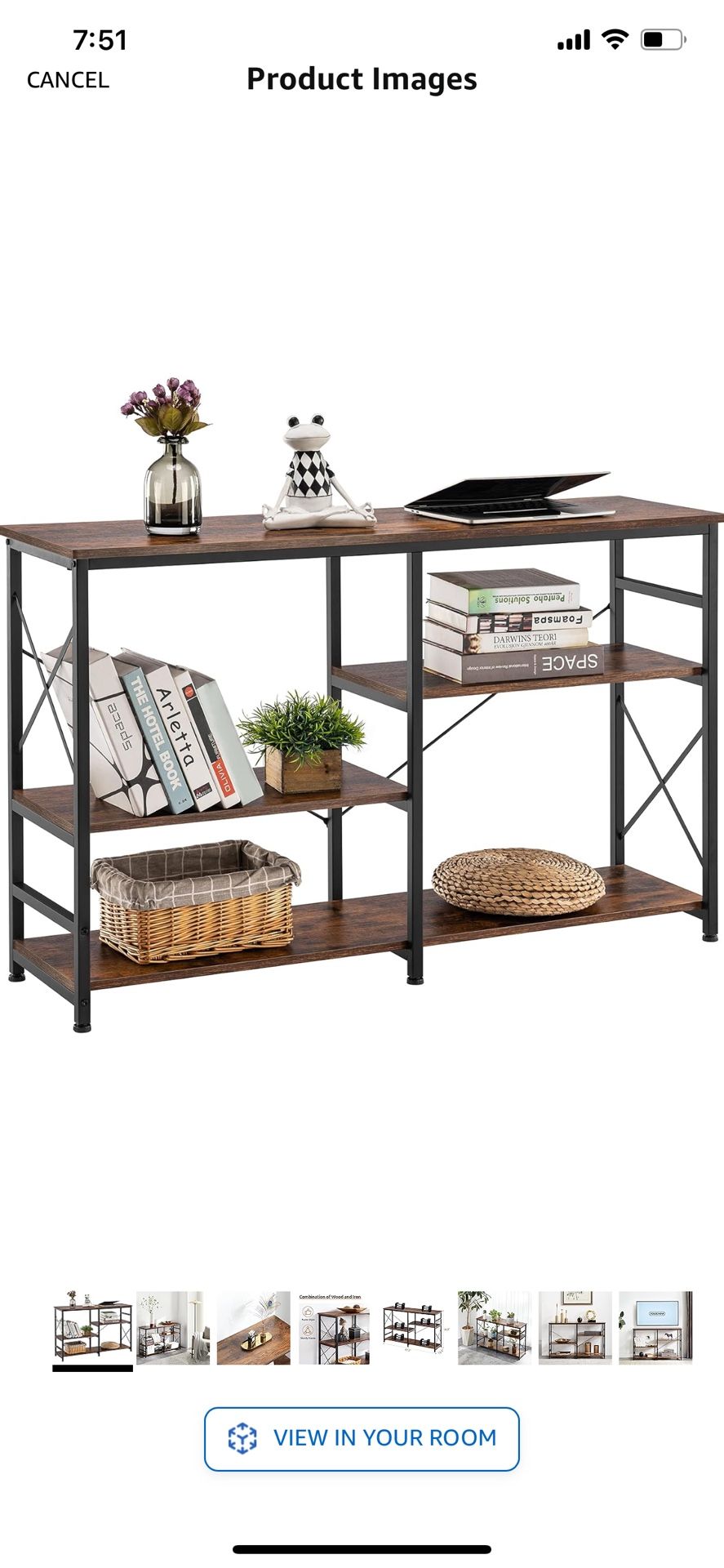 3-tier Shelf, TV Stand, Sofa/Console Table, Multifunctional Shelf for Entryway, Living Room, Hallway (47 Inch Brown)