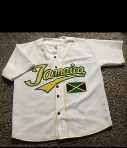 Jamaica Baseball Jersey White Green Yellow Black Team Jamaica XL