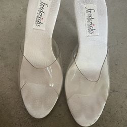 Frederick’s Of Hollywood Clear PVC Peep Toe Heels, Size 7