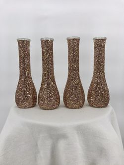 4 rose gold bud vases