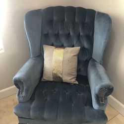 2 Antique Blue/teal Wingback Chairs