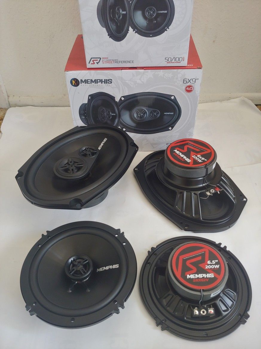 MEMPHIS 1 PAIR 6.5" 2 WAY 100 WATTS & 1 PAIR 6×9 3 WAY 110 WATTS CAR SPEAKER ( BRAND NEW PRICE IS LOWEST INSTALL NOT AVAILABLE )
