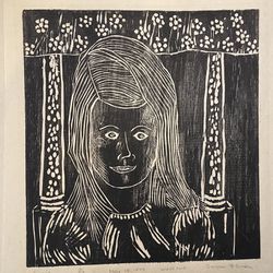 Vintage 1973 "Susie" Woodcut Art Block Print 7/7 by Guynne Blundon 11x12" RARE