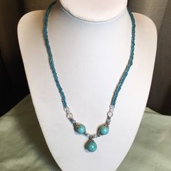 Howlite & Blue Beads Necklace