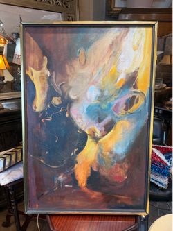 Mid Century beautiful oil on canvas abstract