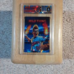 Charlie Sheen (Wild Thing) Slab Cracked Ice REFRACTOR Original Art Novelty Card 