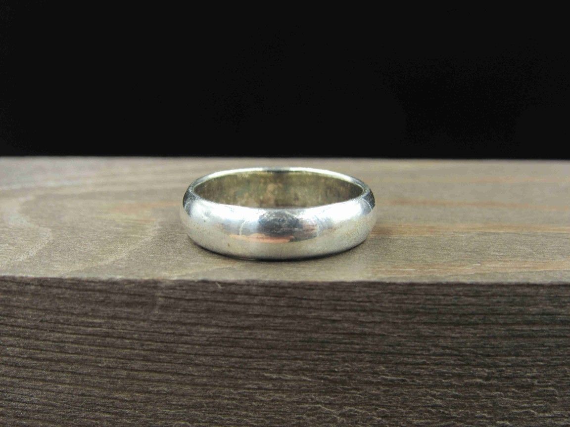 Size 5.5 Sterling Silver Plain Cool Band Ring Vintage Statement Engagement Wedding Promise Anniversary Bridal Cocktail Friendship