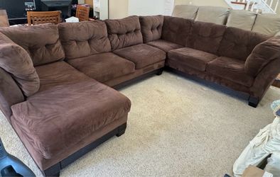 Brown Microfiber L-Shaped Sectional Sofa