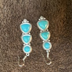 Three stone turquoise earrings