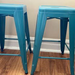 Aqua Blue Counter Height Stools 2x