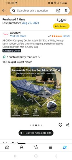 ABORON Camping Cot for Adult 28" Extra Wide,