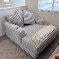 Sofia Gray Chaise Plush Chair 