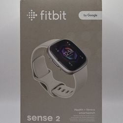 Fitbit Sense 2 Smartwatch - Platinum Aluminum with Lunar White Band