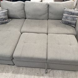 Modern Gray Sectional Sleeper Sofa w/ Storage – Excellent Condition