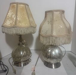 Hollywood Regency Style Lamps! 2 Mercury Glass Gourd shaped lamps