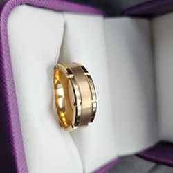 NEW Size 11 Brushed Center Yellow Triton Tungsten Men's Ring