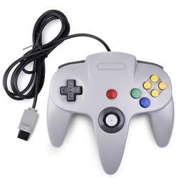 Classic N64 Controller, Retro N64 Wired Remote Joystick Gamepad Controller Compatible with N64 Video Game System Console Gray