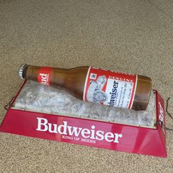 Vintage Budweiser Ice Cube Pool Table Sign