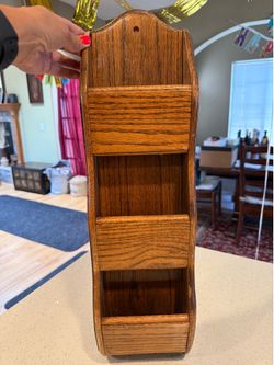 Vintage Oak Wall Organizer / Mail Sorter Shelf