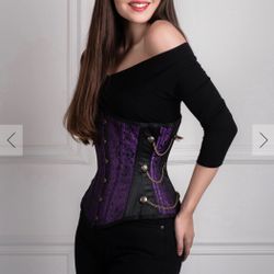 PURPLE STEAMPUNK LONGLINE UNDERBUST CORSET By Corset story